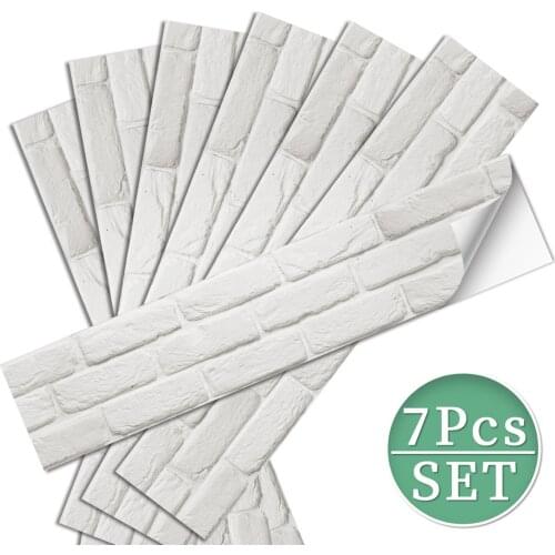 7-Sheet White Brick Peel and Stick Decals for Kitchen Backsplash Self Adhesive Stick On Bathroom Wall Stairs Stickers