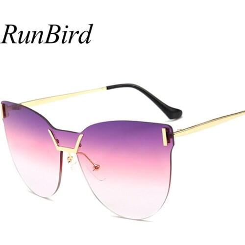 One Large Rimless Sunglasses 2018 New Gradient Lens Sunglasses Women Men Shades Fashion Brand Sun Glasses for women Female 1319R