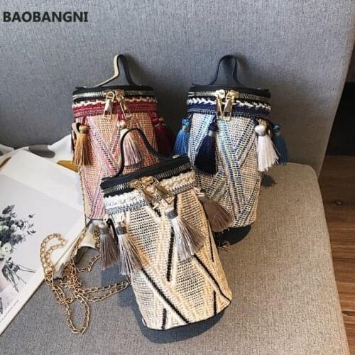 Women Bags Handbags women bags designer Straw Bags Round Tote Hand Metal Ring Tassel Chain Travel Women Shoulder Bag