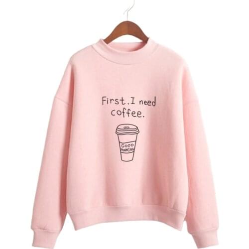 Women Oversize Hoodies Harakuju Cartoon Print Funny Sweatshirts 2020 Korean Style Long Sleeve Turtleneck Tracksuits Pullover
