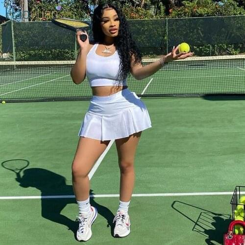 HAOYUAN Sexy Two Piece Set Vest Crop Top Mini Dresses for Women Summer Vacation Outfits Tracksuit Runway Set Club Matching Sets