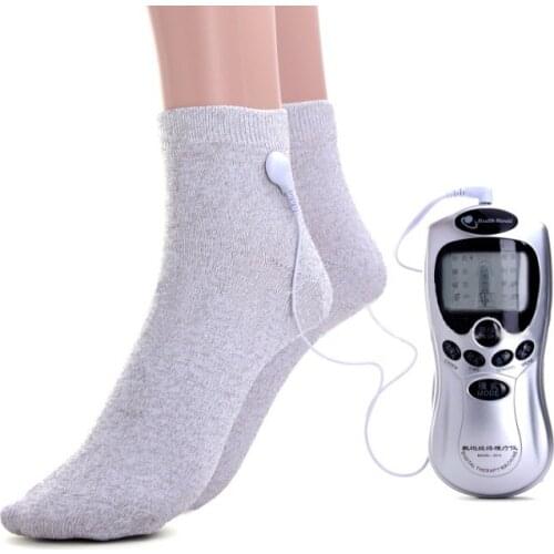 1pcs Electric Digital TENS/EMS Massager with 1pair conductive fiber gloves/Socks for Hand/Foot Pain Relief Massage Therapy