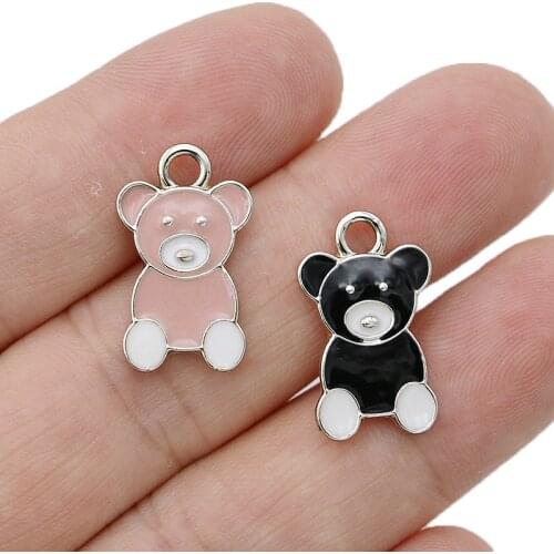 10PCS Enamel Gold Color Bear Charm Pendant Jewelry Making Bracelet Necklace Earrings DIY Earrings Accessories Craft