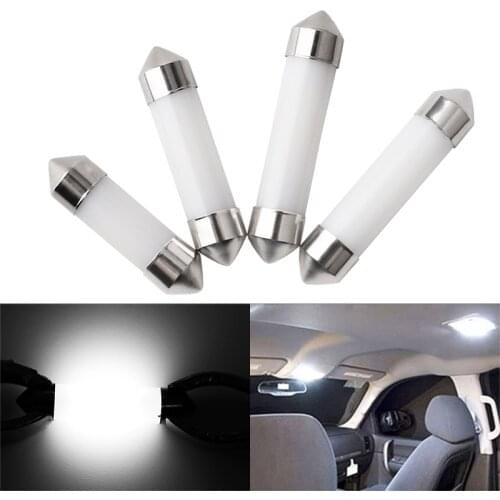 10pcs C5W COB Led Car Interior Bulbs 31mm 36mm 39mm 41mm Glass Lens Festoon Dome Reading Light Source 12V Double Tip Lamp white