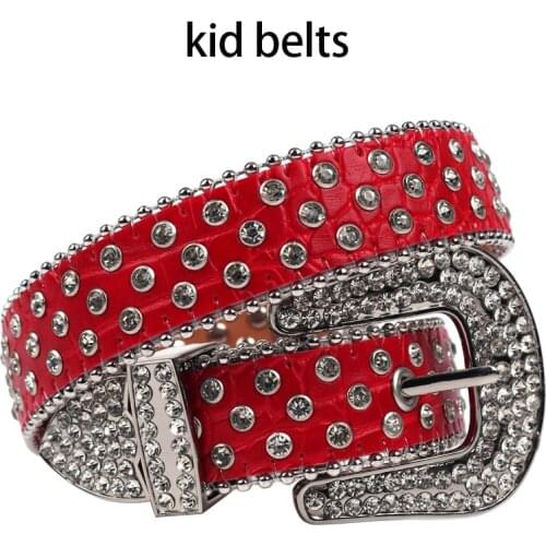 2021 Children Belts For Boys Girls Waist Strap Waistband Kids Rhinestones Belt Crystal Studded Diamond Leather For Jeans Dress