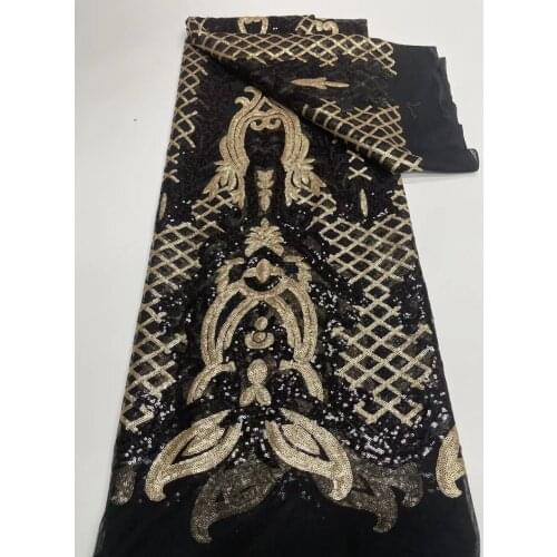2021 High Quality Sequence French Nigerian Sequins Net African Tulle Mesh Lace Fabric For Dress 5 Yards/Lot YL0815