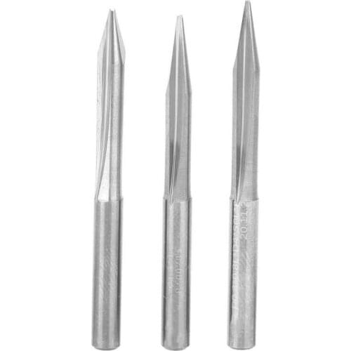 3Pcs 4mm Shank 20/25/30 Degree V-Shaped Carving Cutter 2-Edged Engraving Bit Tungsten Steel Milling Cutter
