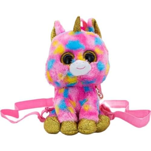 30CM New Ty Beanie Big Eyes Pea Animal Colorful Unicorn School Backpack Messenger Bag Plush Stuffed Toy Doll Girls Birthday Gift