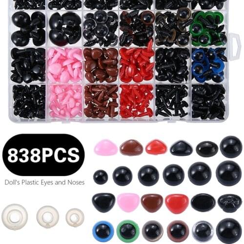 838Pcs 5/8/9/10/14 Colorful Plastic Safety Eyes Noses For Teddy Bear Dolls Soft Toy Nose Making Animal Amigurumi DIY Accessories
