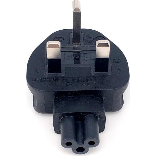 UK 3-Prong Male to IEC 320 C5 AC Power Adapter,UK TO IEC320 C5 conversion plug,PVC Material