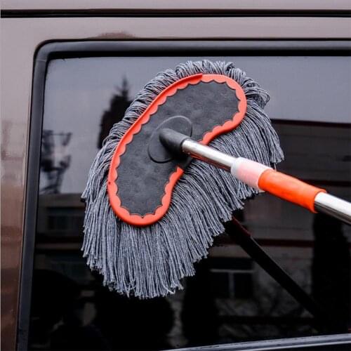 Car Adjustable Telescopic Washing Cotton Thread Mop Wiping Soft Cleaning Brush Tool Car Home Dual Use Cleaning Dustproof Tools