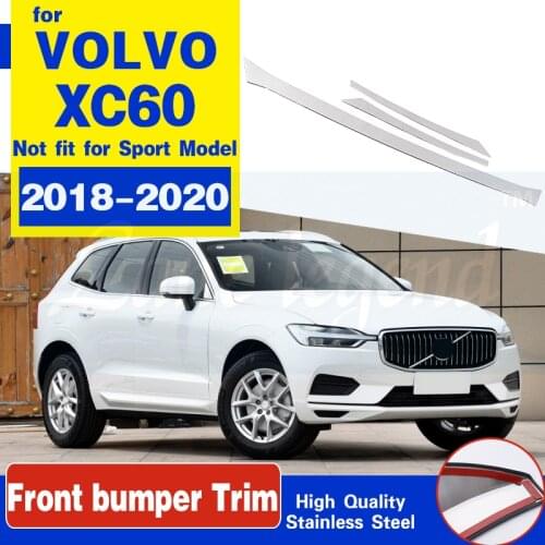 Car Styling 3PCS Stainless Steel Chromed Front Bottom Bumper Cover Decoration Trim For VOLVO XC60 2018 2019 2020 Accessories