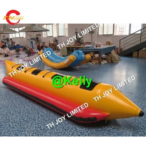 Free air shipping 4 seats inflatable water banana boats for sale, commercial Inflatable banana tube water toys for sale