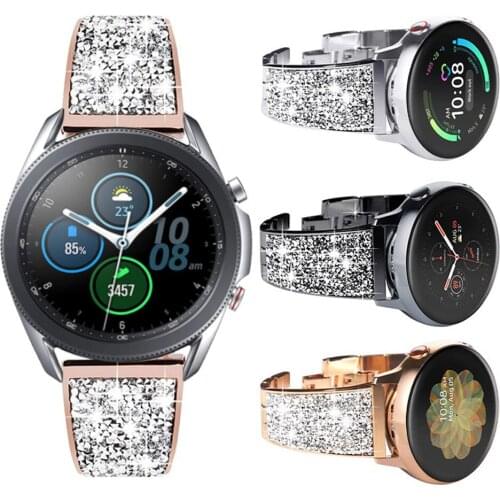 Diamond Strap for Samsung Galaxy Watch 3 41mm 45mm Band Jewelry Bracelet S3 42mm 46mm Active 2 Gear 20mm 22mm Womens Wristbands
