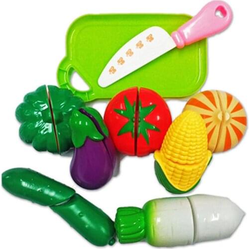 Kids Pretend Role Play Kitchen Fruit Vegetable Food Toy Cutting Set Child Gift