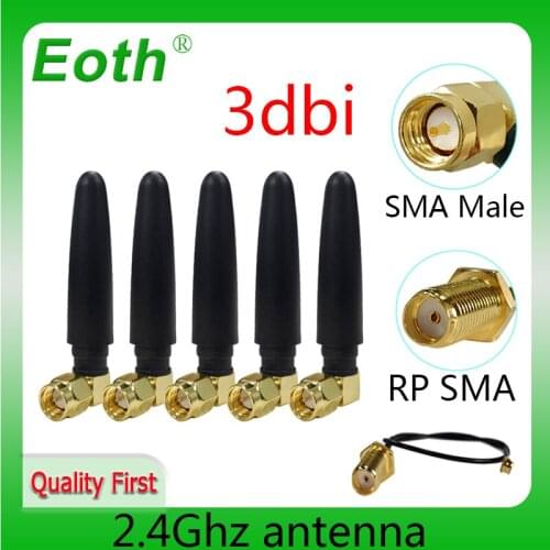 2.4Ghz antenna wifi 3dbi SMA male 2.4G antena wifi antenne Zigbee Small Size aerial + PCI U.FL IPX to RP-SMA Pigtail Cable