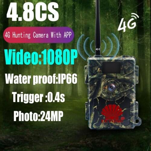 4.8CS 24MP 4G Trail Hunting Camera with Night Vision Infrared Scouting Waterproof For Outdoor Wildlife Monitoring by Mobile APP