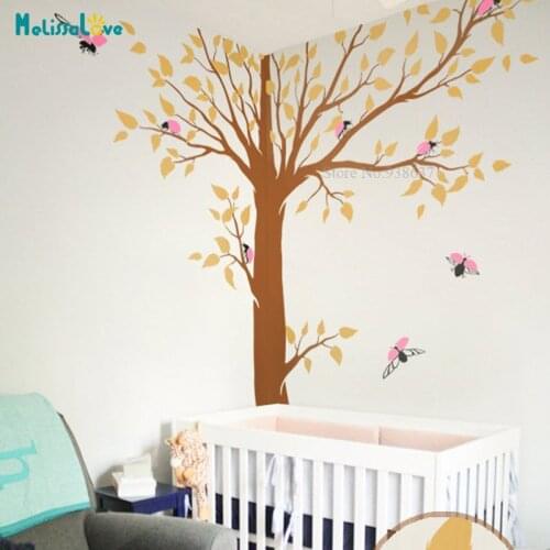 Creative nursery corner tree wall decals Snail ladybug beetles wall art sticker mural BB008
