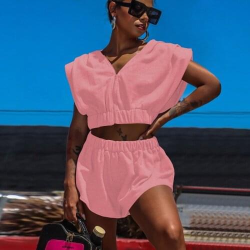 Summer Two Piece Set Sweatsuit Women Outfits Casual Fashion Zipper Up Tops Shorts Matching Loose Cotton Tracksuit