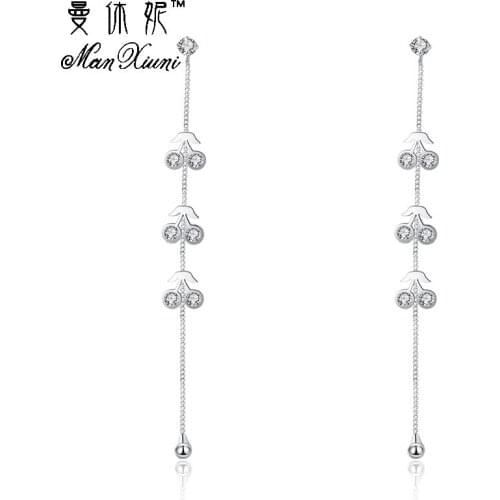 Manxiuni Elegant Cherry Earrings for Women Long Tassel Earrings 2017 New Korean Fashion Brincos Pendientes Oorbellen