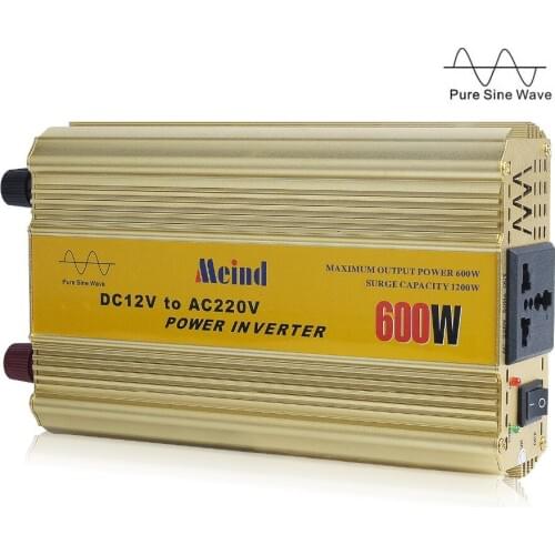 Meind@ Sufficient 600W Pure Sine Wave 12V DC to 220V AC Universal Socket Power Inverter