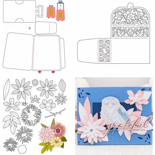 Pop-up Gift Candy Box Suitcase Floral Paradise Metal Cutting Dies Scrapbooking For Card Album Making DIY Crafts Stencil 2021