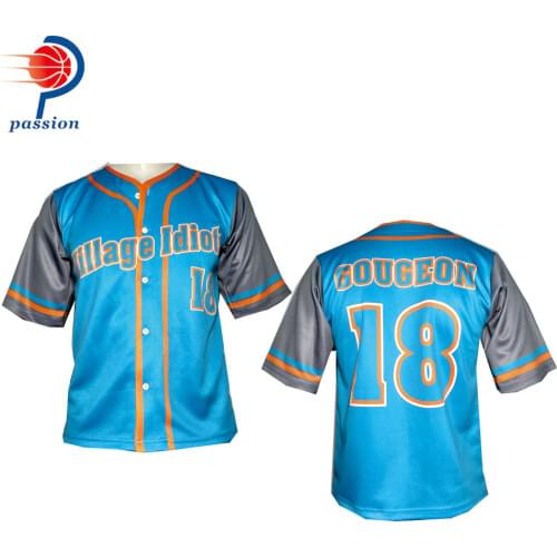 Custom Your Own Design Printing Baseball Shirts Blue Baseball Jersey Mens Sublimation