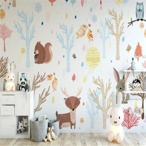 Cartoon Hand-painted Fairy Tale Forest Wall Paper 3D Living Room Bedroom Childrens Room Decor Background Mural Wallpaper 3D