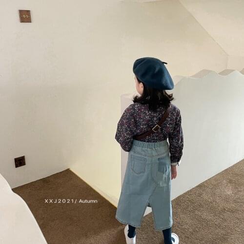 2021 autumn childrens wear childrens denim skirt split denim skirt middle large childrens skirt