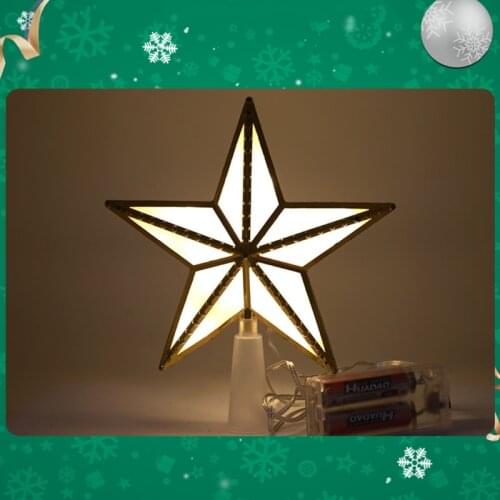 Christmas Tree Topper Plastic Star LED Light USB Battery Powered Treetop Lamp