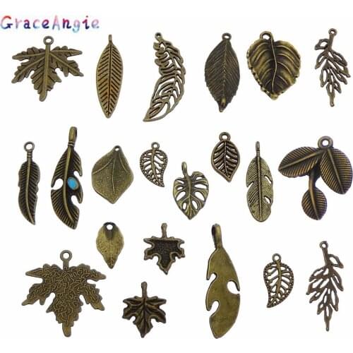 10-20pcs Mix Tree Leaves Pendant Charms Jewelry DIY Necklace Pendant Handmade Earrings Bohemia Vintage Gift Plant Shape Dec