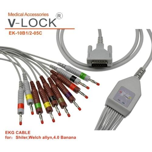 Popular EKG cable with 10leadwires,Banana4.0 for Shiler,Welch allyn-C