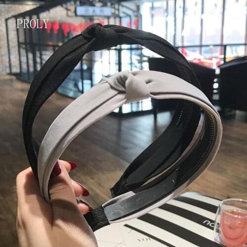 PROLY New Fashion Women Headband Non-slip Teeth Hairband Side Knot Headwear Solid Color Turban Hair Accessories Wholesale