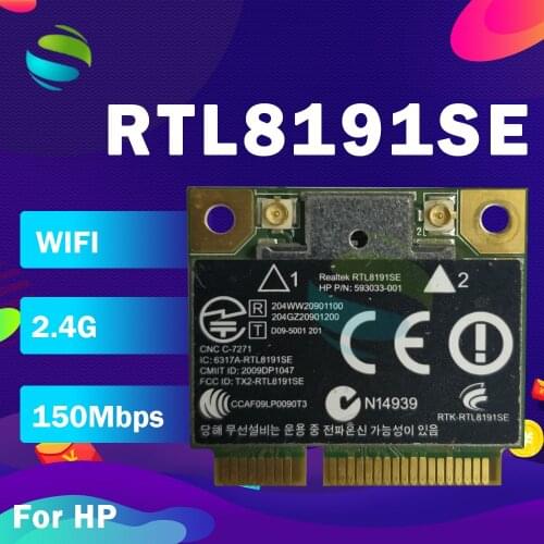 Realtek RTL8191SE RTL8191 Half Mini PCIe Wireless Wifi WLAN Card SPS:593533-001 for HP CQ42 G42 G62 G72 4520S