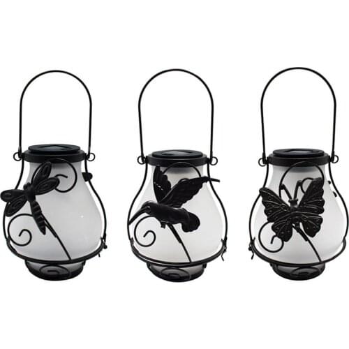 Retro Solar Garden Hanging Lights Glass Lampshade Dynamic Simulation Outdoor Flame Lantern Lights Villa Landscape Lamp