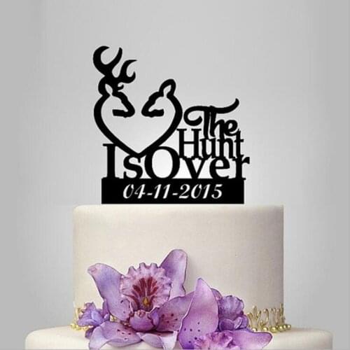 The Hunt Is Over Wedding Cake Topper Deer Cake Toppers Antlers Vintage Cake Topper Rustic Cake Design For Wedding Decoration
