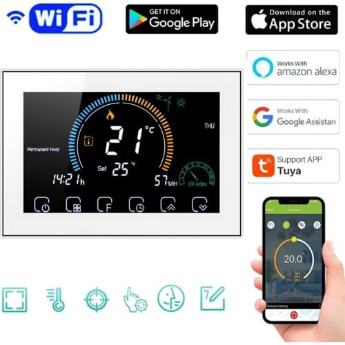 Smart WiFi Smart Programmable Thermostat Voice APP Control LCD Water/Gas Boiler Heating Thermoregulator For Echo Google Home