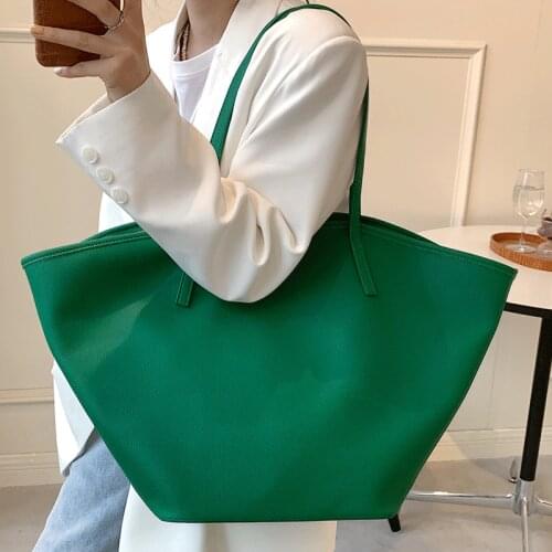 Large Capacity Fashion Tote Women Green Leather Travel Handbags High Quality Female Shoulder Bag Vintage Shopping Bags Lady Sac