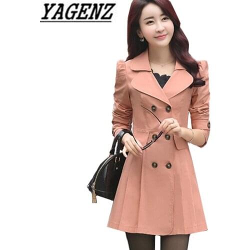 Female Windbreaker 2020 Spring Elegant Slim Medium Long Lady Outerwear Double Breasted Casual Lady Trench Coat Fashion Clothing