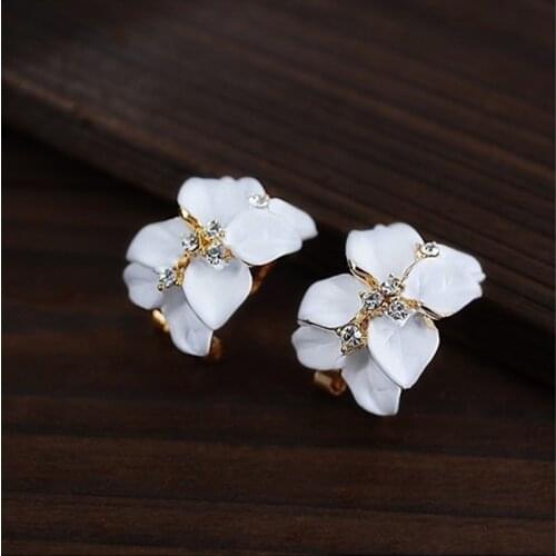 2019 Fashion Big White Gardenia Flower Earrings For Women Jewelry Elegant Gift Ear Studs Jewelry Gift