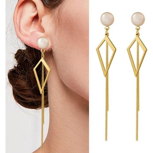 2021Trendy Korean Long Statement Geometric Tassel Dangle Drop Earrings For Women Earrings Fashion Jewelry Oorbellen Brincos