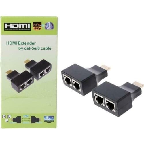 1 Pair HDMI To Dual RJ45 CAT5E CAT6 UTP LAN Ethernet 1080P HDMI Extender Adapter