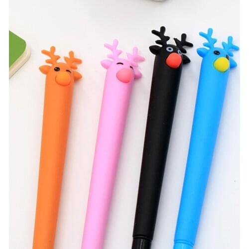 1pc Wholesale Christmas Gift Ideas Reindeer Deer Pen Black 0.38mm Students Gel Wholesale
