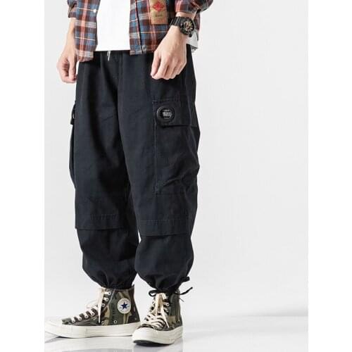 2020 Japanese Side Pocket Cargo Harem Pants Mens Casual Joggers military Hip Hop tactical Streetwear Trousers Male