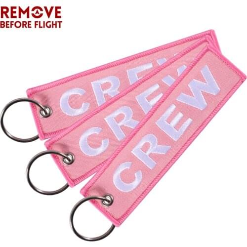 3 PCS/LOT Fashion Crew Keychain for Aviation Keychains llaveros Luggage Tag Embroidery Crew Key Ring Chain for Christmas Gifts