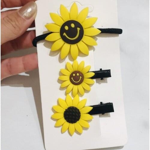 3Pcs Sunflower Girls Hair Accessories Children Rubber Bands Scrunchies Elastic Hair Bands Headband Ties Gum Hair clip Hairpins