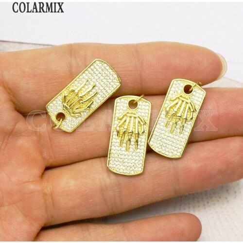 8Pcs Rectangle metal jewelry pendant Skull hand jewelry pendants Handmade women accessories pendants 7291