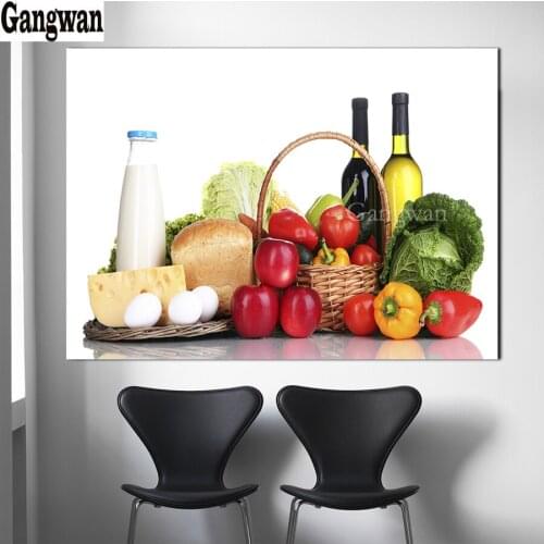 Kitchen Theme Fruits and Vegetables Full square diamond painting round diamond embroidery 5D diy by hand picture home decoration