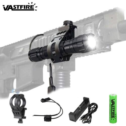 Aluminium Tactical Hunting Flashlight T6 LED Flashlight Torch Lanterna with 18650 Battery+Charger+Mount+Remote Pressure Switch