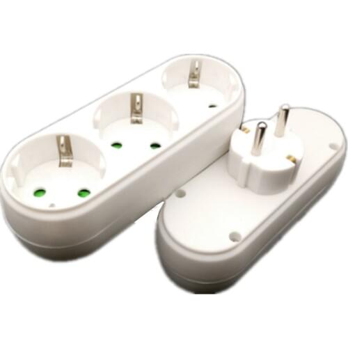 White copper 250v 10A EU universal adaptor socket Portable European standard 3way outlet extend converter plug socket